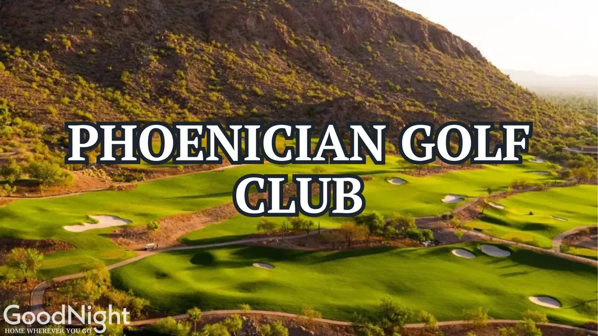 This image captures a lush golf course with sweeping greens and fairways, set against a dramatic mountain backdrop. The late afternoon sun casts a warm glow, and the open space invites relaxation and socializing outdoors.